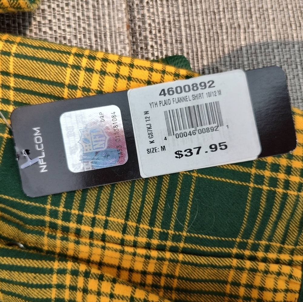 💥 3/$20 NFL Team Apparel Youth Medium Long Sleeve Plaid Shirt! NWT - Picture 7 of 8